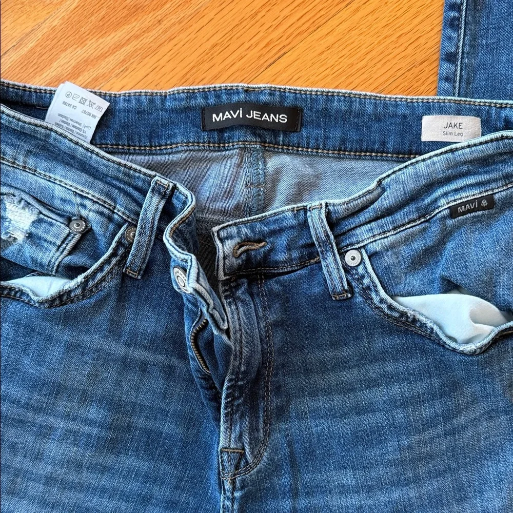 Mavi Men's Distressed Blue Jeans - Picture 2 of 5